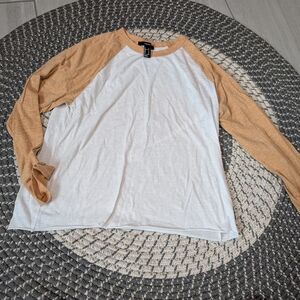 White and Tan Raglan Sleeve Shirt